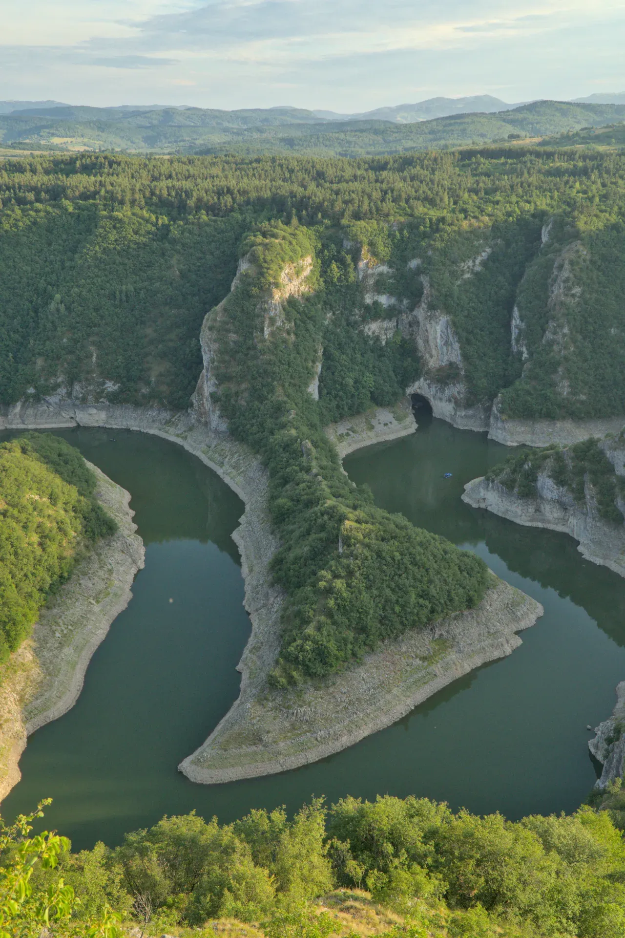 Portrait of Uvac Canyon in Serbia with vibrant evening colors, ideal for galleries.