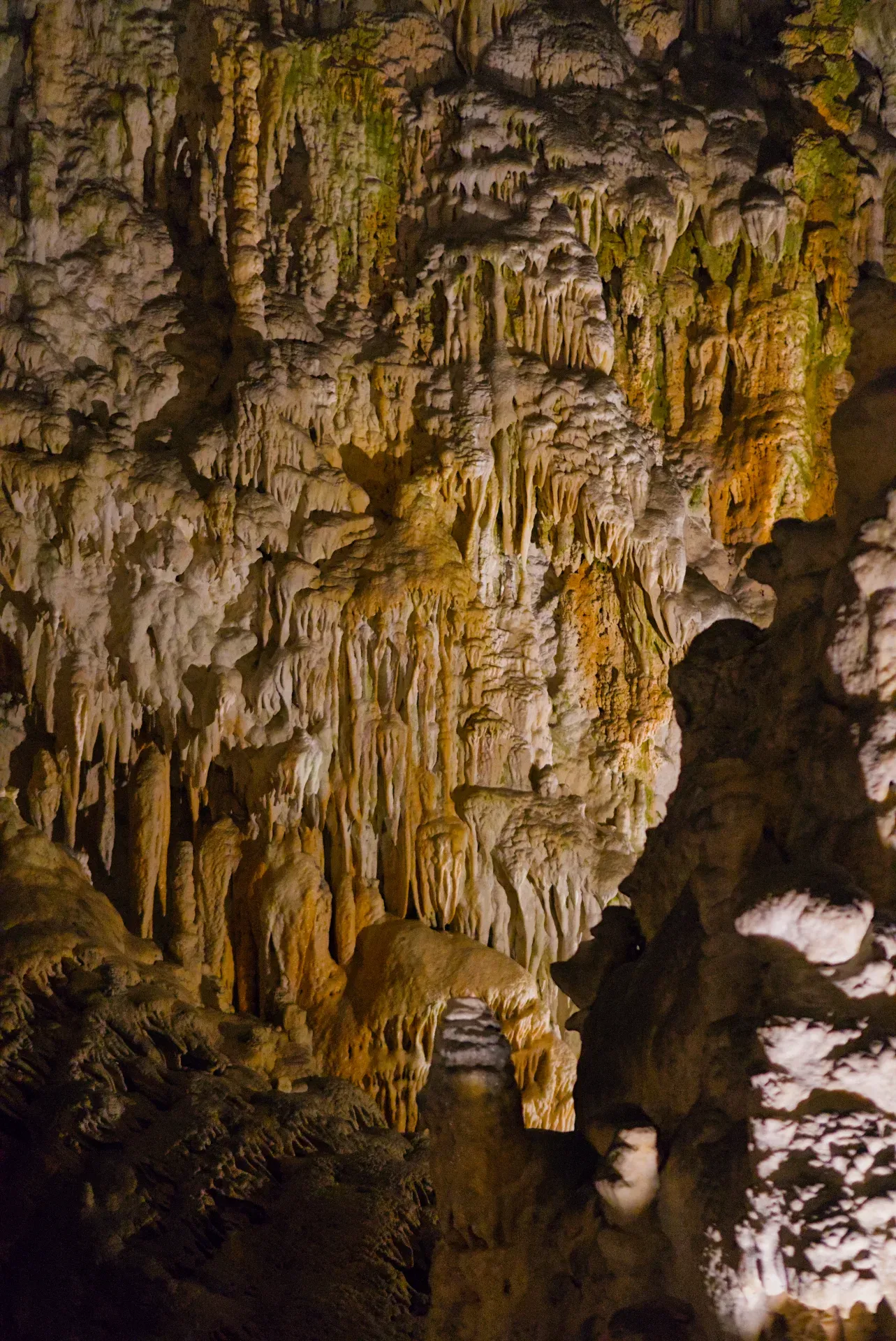 Estalactitas y estalagmitas en la Cueva de Postojna, un testimonio de milenios de arte natural.